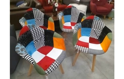 CHAISE TISSU PATCHWORK ST SCANDINAVE