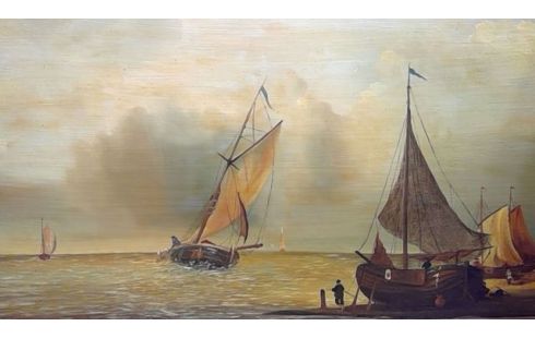 ÓLEO SOBRE TABLERO MARINA FIRMADO