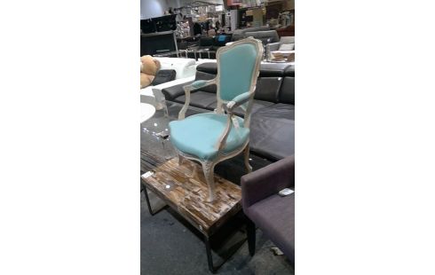 FAUTEUIL STYLE LOUIS PATINE TISSU BLEU
