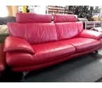 CANAPE CUIR 3 PLACES MODERNE ROUGE L215CM