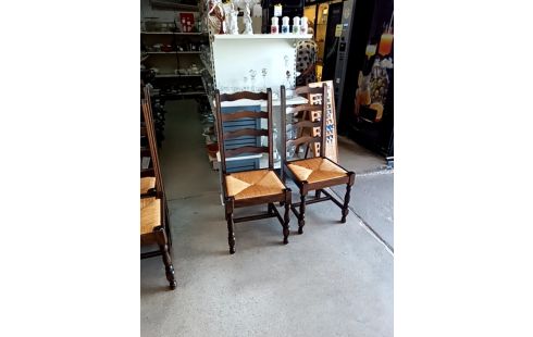 LOT DE 6 CHAISES PAILLÉES