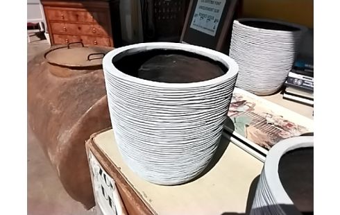 POT DE FLEURS BLANC / GRIS GM