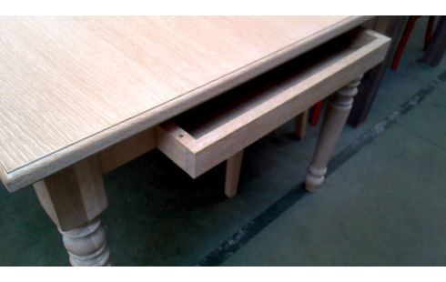 TABLE DE SALLE A MANGER CERUSE CHENE 1 TIROIR