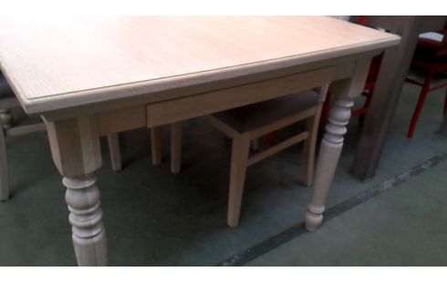TABLE DE SALLE A MANGER CERUSE CHENE 1 TIROIR