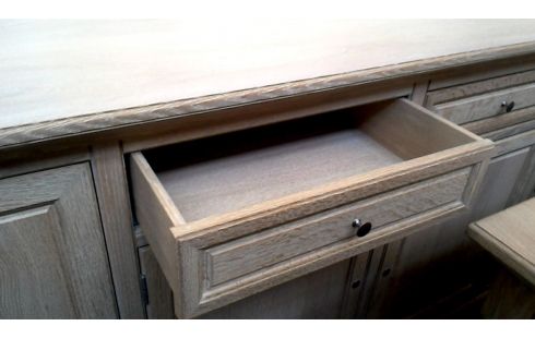 BUFFET BAS 4 PORTES 2 TIROIRS CERUSE CHENE