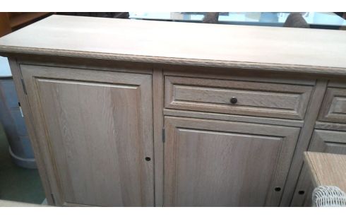BUFFET BAS 4 PORTES 2 TIROIRS CERUSE CHENE