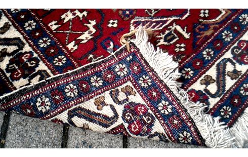TAPIS NOUE MAIN BEIGE ROUGE BRUN