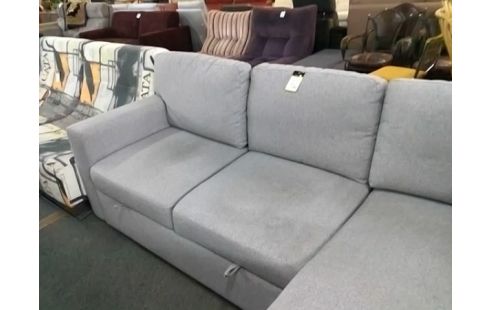 CANAPE D'ANGLE CONVERTIBLE TISSU GRIS AVEC COFFRE