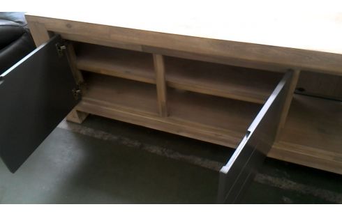 MEUBLE TELE MASSIF CHENE CERUSE 2 PORTES