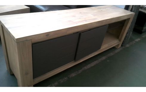 MEUBLE TELE MASSIF CHENE CERUSE 2 PORTES