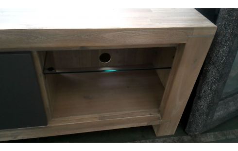 MEUBLE TELE MASSIF CHENE CERUSE 2 PORTES