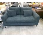 CANAPE 2 PLACES TISSU GRIS  BLEU PIEDS MEATL NOIR