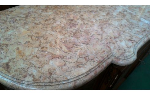 BUFFET BAS STYLE LOUIS XV MERISIER MARBRE 5 PORTES