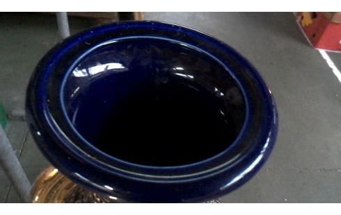 VASE COUVERT SATSUMA BLEUE OR