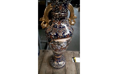 VASE COUVERT SATSUMA BLEUE OR