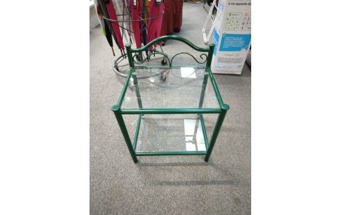 CHEVET VERT METAL ET VERRE