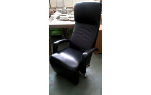 FAUTEUIL RELAX NOIR CUIR VINTAGE