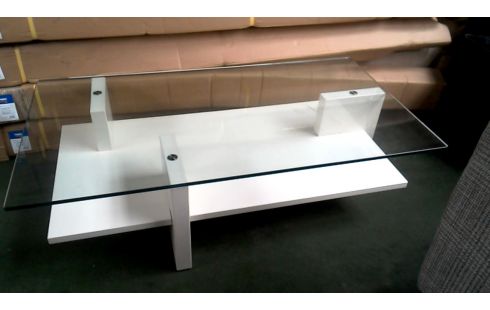 TABLE DE SALON MODERNE BLANCHE MET GLACE