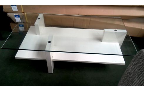 TABLE DE SALON MODERNE BLANCHE MET GLACE