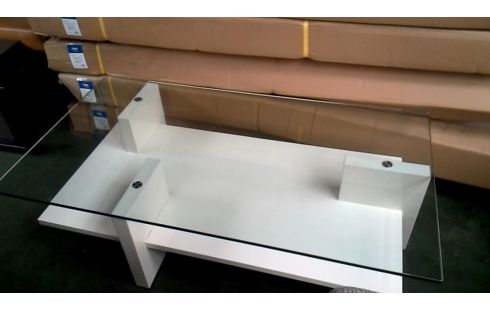 TABLE DE SALON MODERNE BLANCHE MET GLACE