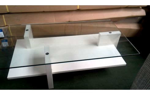 TABLE DE SALON MODERNE BLANCHE MET GLACE