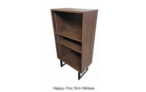 BÜCHERREGAL NIEDRIG SCHWARZ METALL, , HOLZ LOOK BRAUN