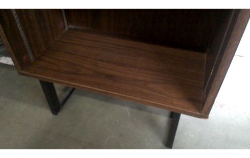 BÜCHERREGAL NIEDRIG SCHWARZ METALL, , HOLZ LOOK BRAUN