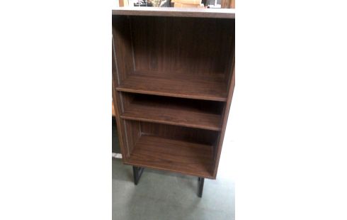 BÜCHERREGAL NIEDRIG SCHWARZ METALL, , HOLZ LOOK BRAUN