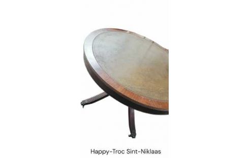 TABLE DE SALON ROND ANGLAIS VERTE CUIR
