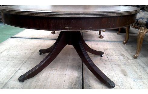 TABLE DE SALON ROND ANGLAIS VERTE CUIR