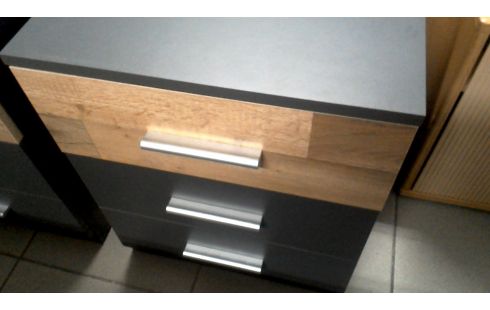 CHEVET L UNITE 3 TIROIRS NOIRE, , BOIS LOOK
