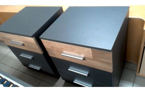 CHEVET L UNITE 3 TIROIRS NOIRE, , BOIS LOOK