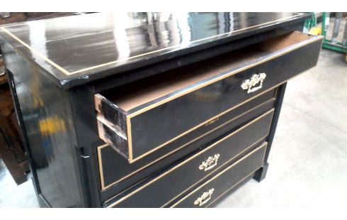 CHIFFONNIER 4 TIROIRS ANCIEN NOIR MET OR