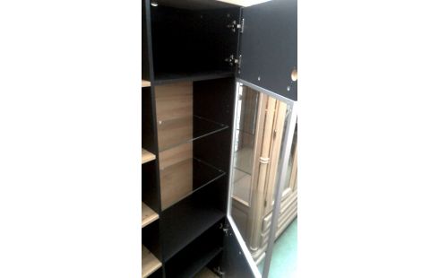DRESSOIR, , BOIS LOOK MET NOIR 1 PORTE