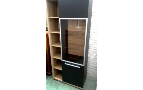 DRESSOIR, , BOIS LOOK MET NOIR 1 PORTE