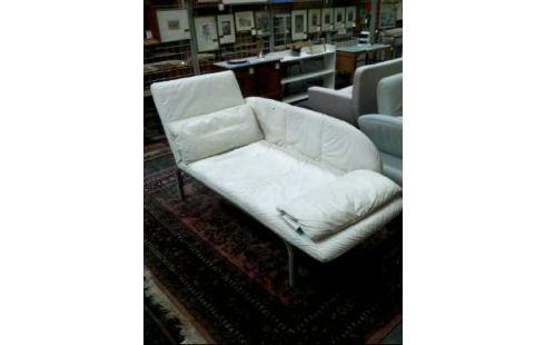 SOFA WEIß METALL LEDEROPTIK VERSTELLBAR