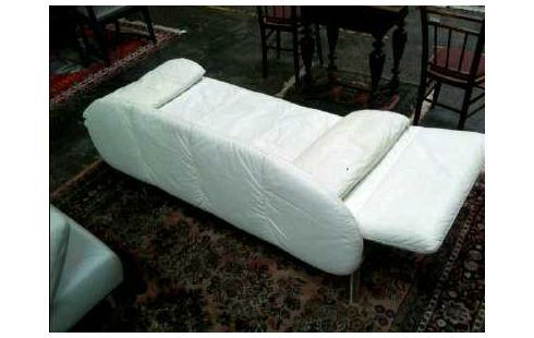 SOFA WEIß METALL LEDEROPTIK VERSTELLBAR