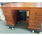 BUREAU 1 PORTES 5 TIROIRS EN PIN