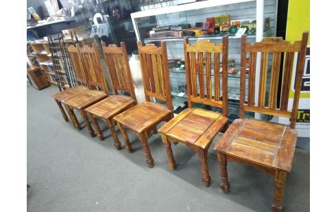CHAISE BOIS EXOTIQUE LOT DE 6