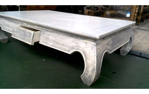 TABLE DE SALON ECRU 1 TIROIR OPIUM ORIENTAL