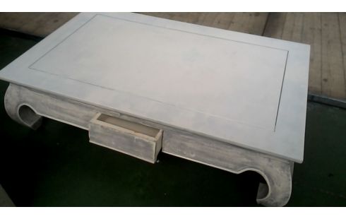 TABLE DE SALON ECRU 1 TIROIR OPIUM ORIENTAL