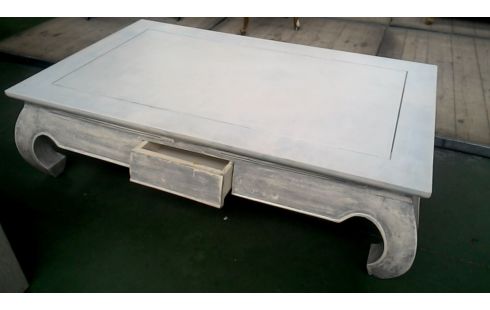 TABLE DE SALON ECRU 1 TIROIR OPIUM ORIENTAL