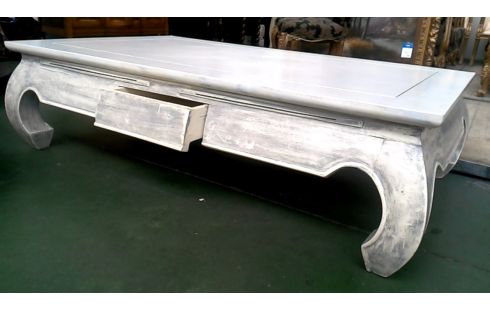 TABLE DE SALON ECRU 1 TIROIR OPIUM ORIENTAL