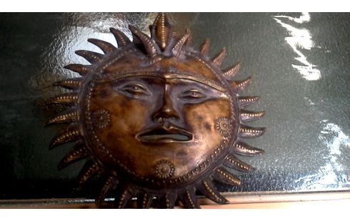 OBJETO DECORACIÓN SOL BRONCE MACIZO DE PARED ORIENTAL