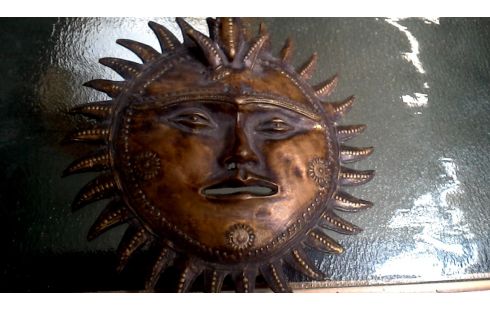 OBJETO DECORACIÓN SOL BRONCE MACIZO DE PARED ORIENTAL