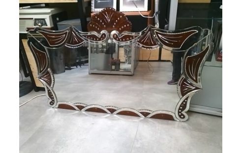 MIROIR VENITIEN VERRE AVEC TOUCHE DE ROUGE/145 X 90 CM