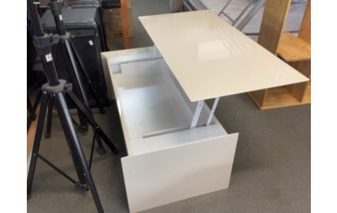 TABLE BASSE RELEVABLE LAQUÉE BLANCHE