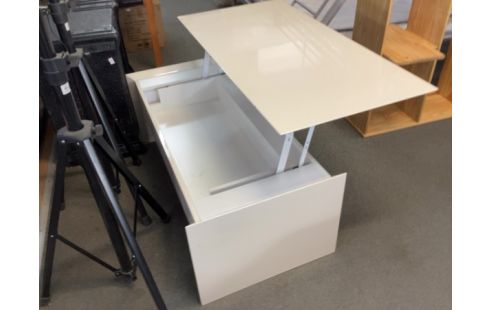 TABLE BASSE RELEVABLE LAQUÉE BLANCHE