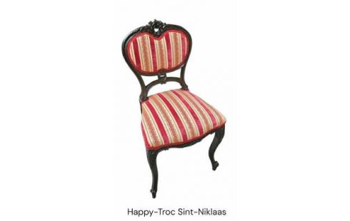 SILLA ESTILO LUIS XV ROJO CRUDO TERCIOPELO