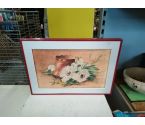 AQUARELLE NATURE MORTE POT ET FLEURS